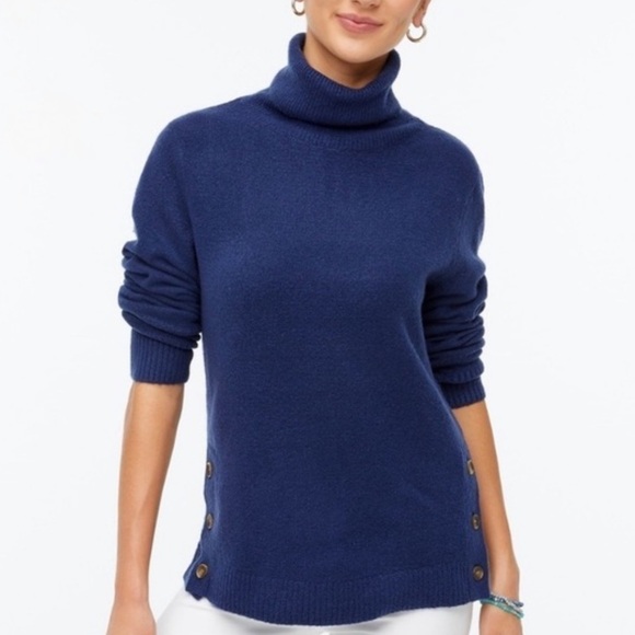 J.Crew Button Turtleneck Sweater in Extra-Soft Yarn - Picture 1 of 14